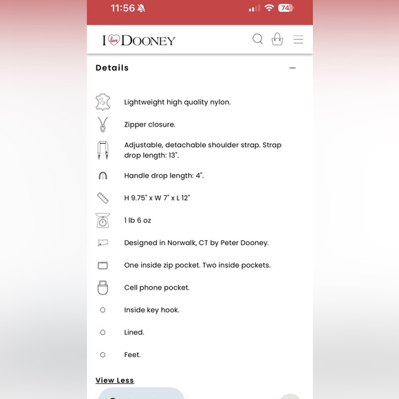 Dooney & Bourke Black Nylon Satchel - Picture 6 of 6